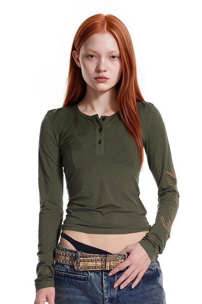 Henley Three Button Knit Top