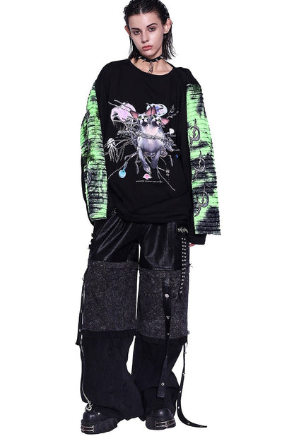 Cat Print Long-Sleeve T-Shirt