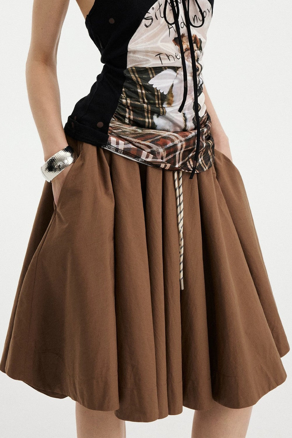 Low Waist Solid A-Line Skirt