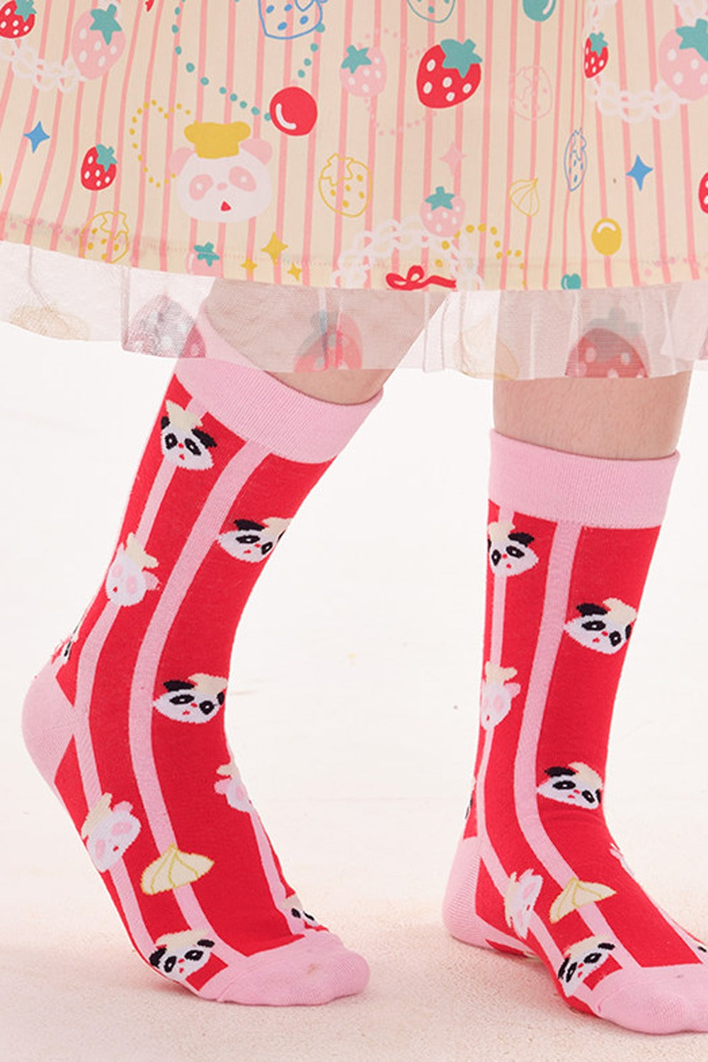 And Strawberry Knitted Mid-Calf Socks