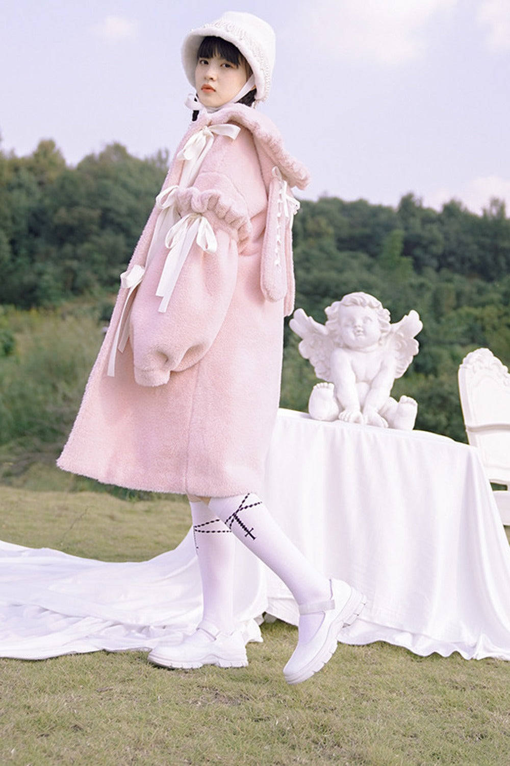 Bunny Ear Fluffy Bow Coat