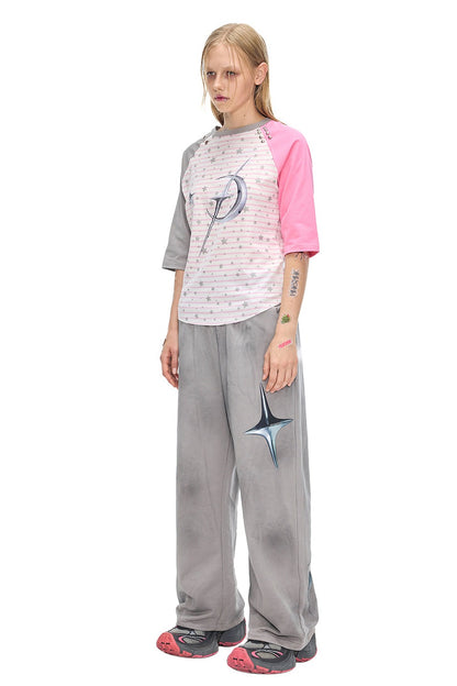 Electric Moon Rivet Striped Raglan T-shirt