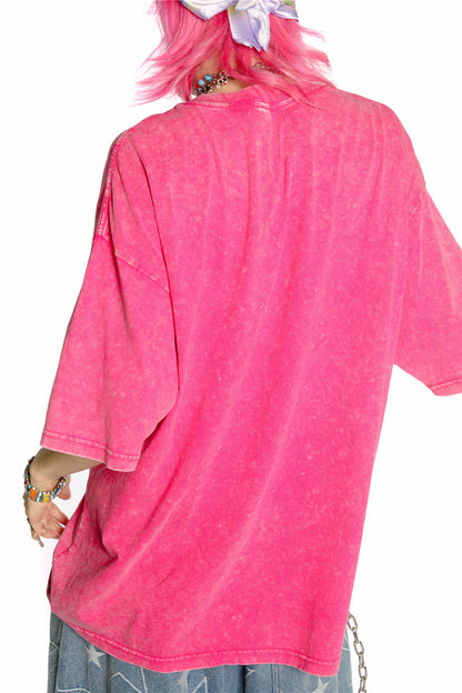 Blusa rosa Barbie Y2K dopamina effetto tintura annodata