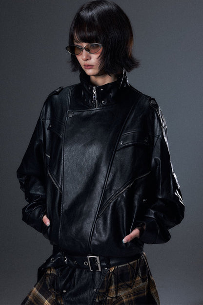 Oversized Motorcycle Leather Jacket