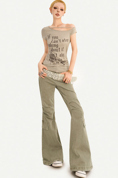 Retro Distressed Flared Denim Pants