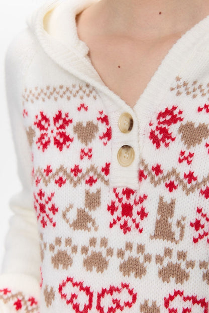 Fair Isle Knit Hoodie