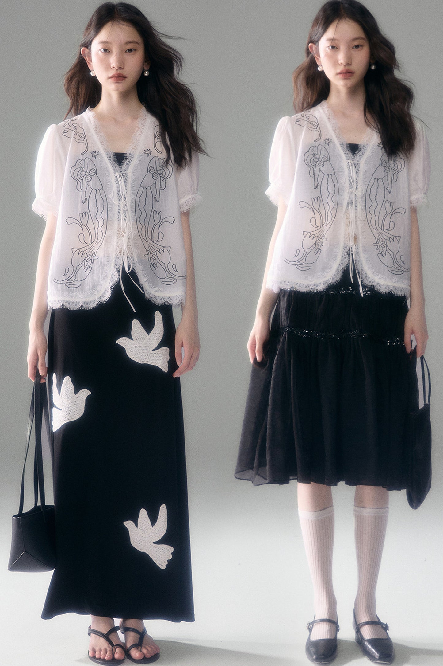 Mermaid Print Tencel Linen Short-Sleeve Shirt