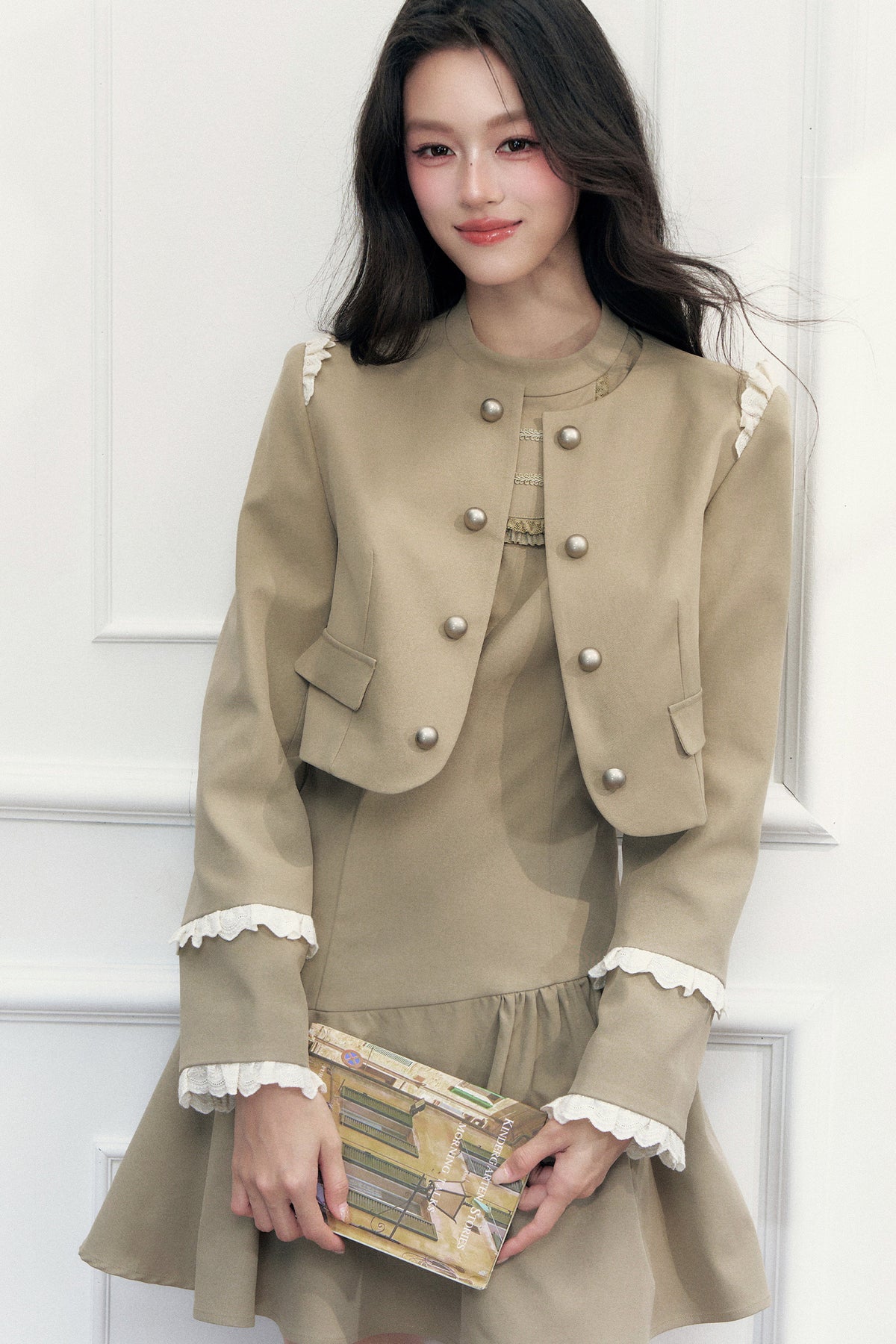 Double-Breasted Jacket and Dress Set-Up