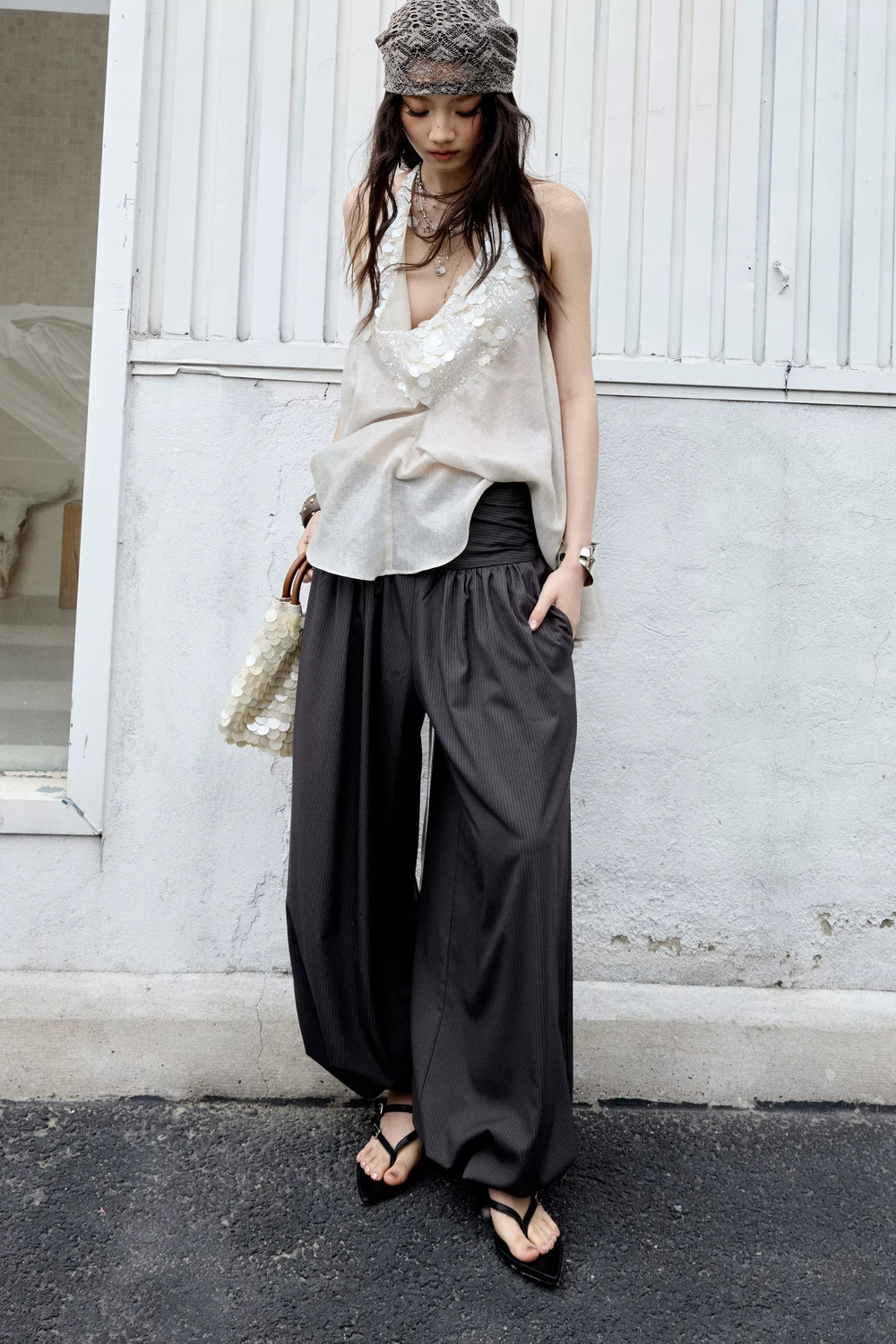 Striped Modern Retro Lantern Pants