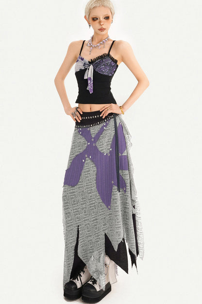 Set aus Camisole mit Schleifenprint und Strickrock