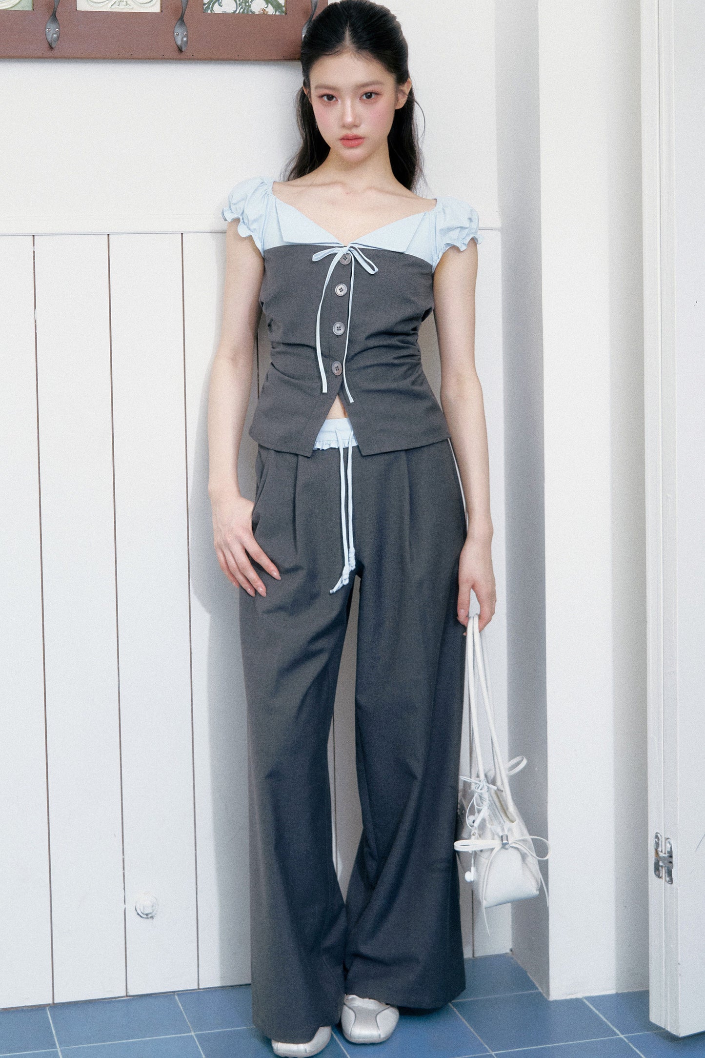 Color-Block Patchwork Top and Pants Set-Up