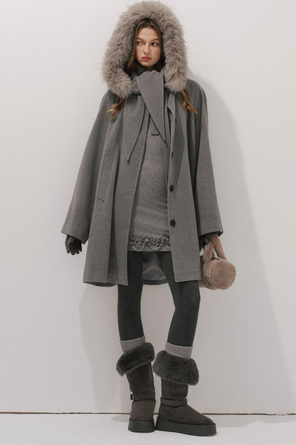 Fur Collar Wool Coat