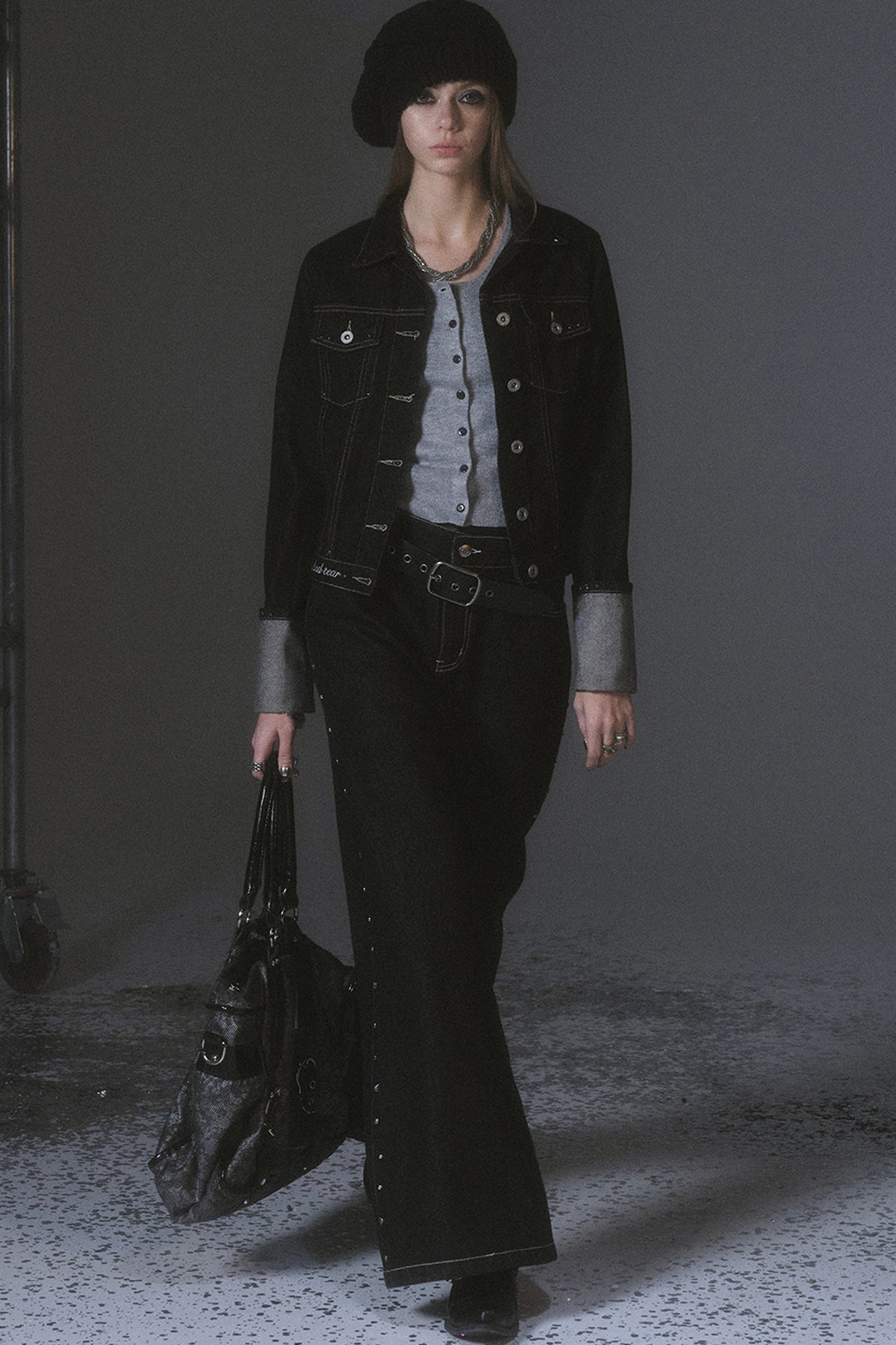 Silver Embroidered Denim Jacket