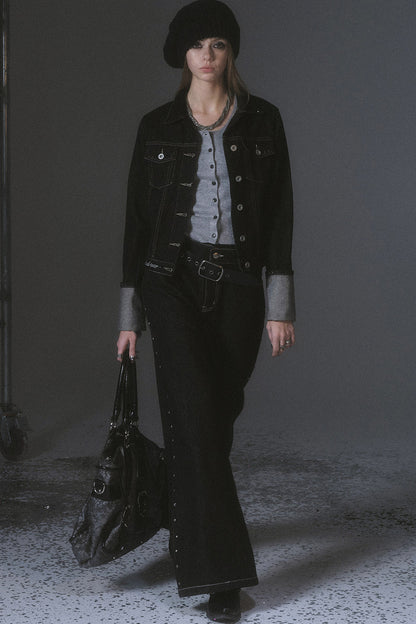 Silver Embroidered Denim Jacket