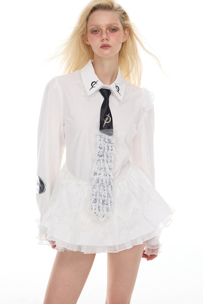 Unisex Y2K Punk Lace Tie Shirt