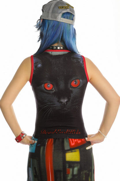 Y2K Devil Cat Print Sleeveless Tank Top