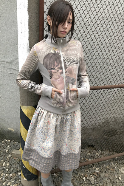 Cartoon Character Print Color-Blocked Sweatshirt