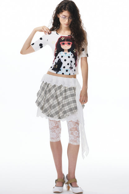 Printed Knit Raglan Top