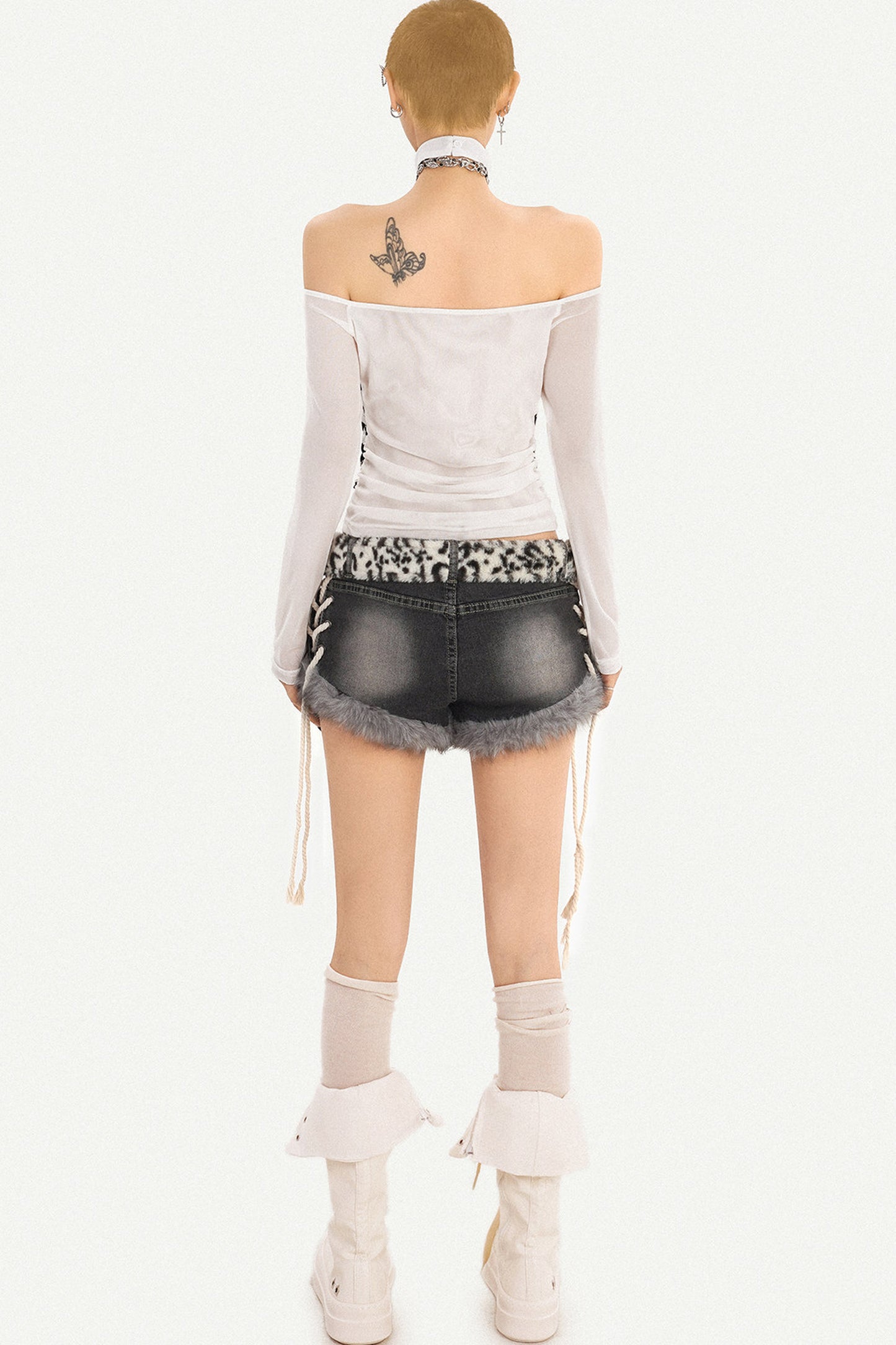 Halter Neck Letter Mesh Top