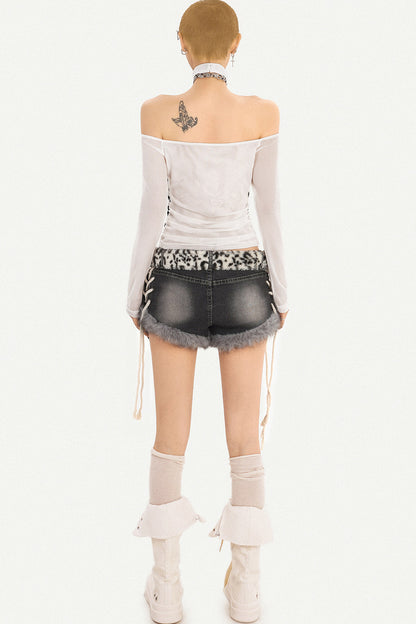 Halter Neck Letter Mesh Top
