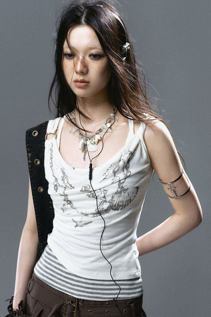 Crystal Layered Shell Pendant Necklace