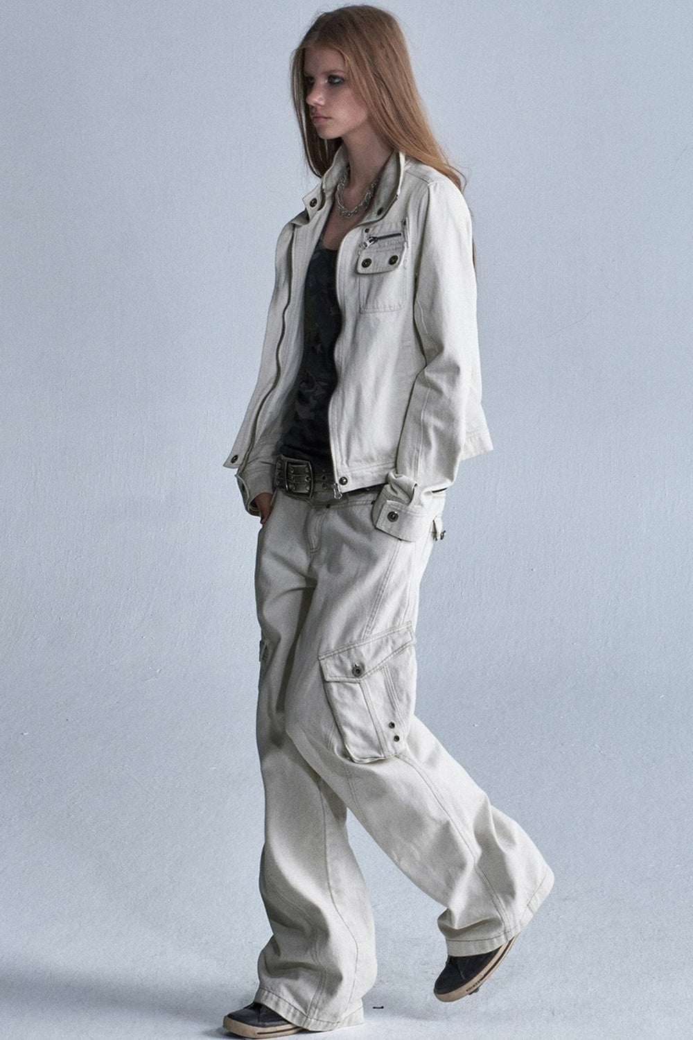 Tencel Cotton Color-Blocked Cargo Pants