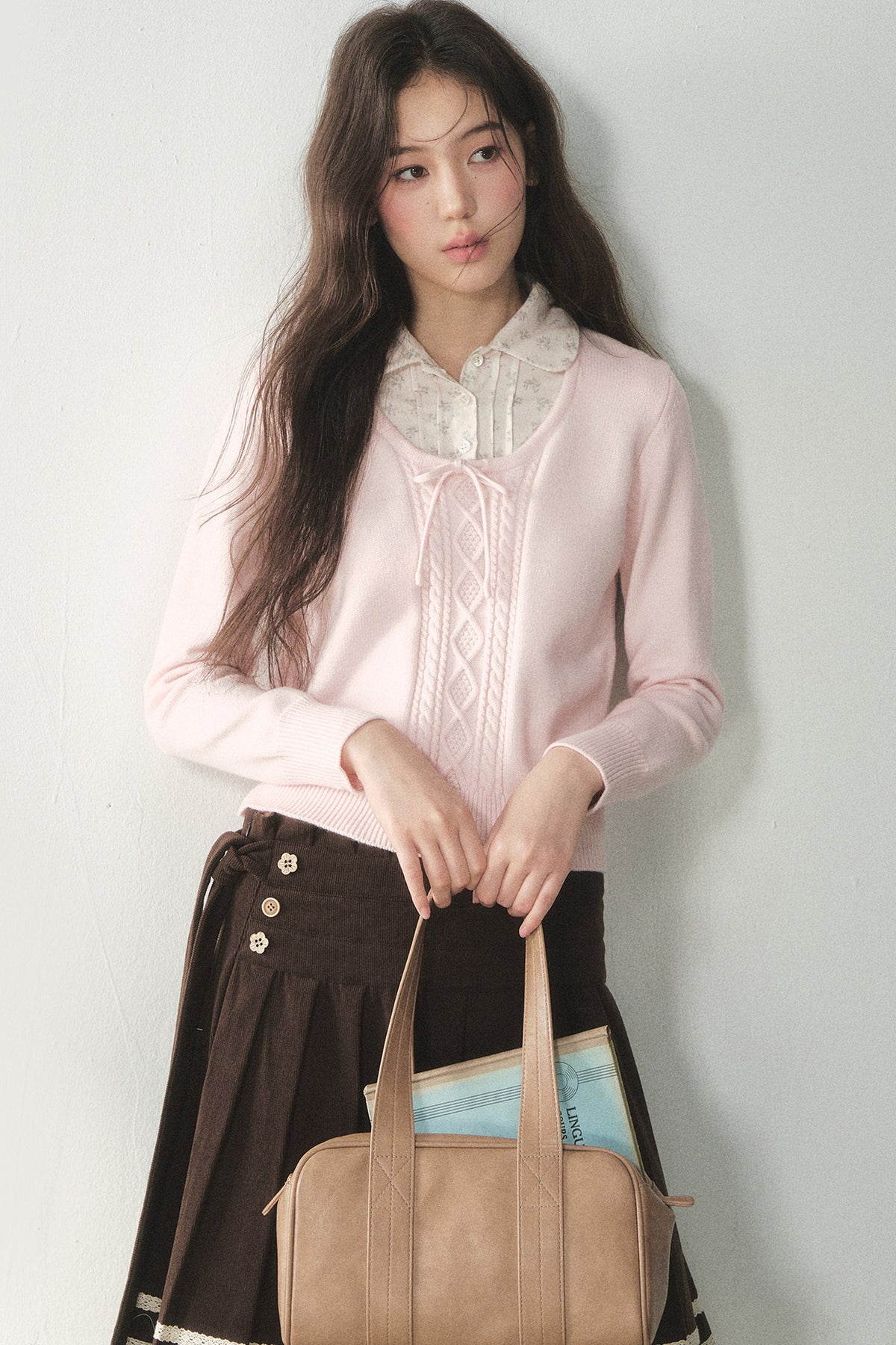 Floral Collar Tie Sweater