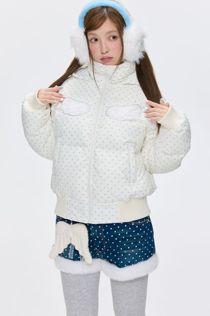 Hooded Polka Dot Down Jacket