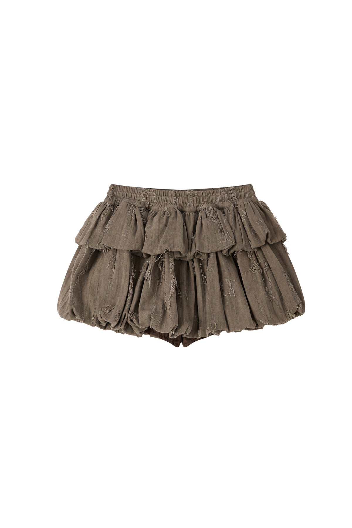 Brown Bud Waist Pleated Skirt