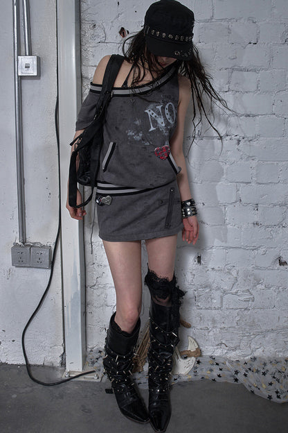 Distressed Punk Sleeveless Dress