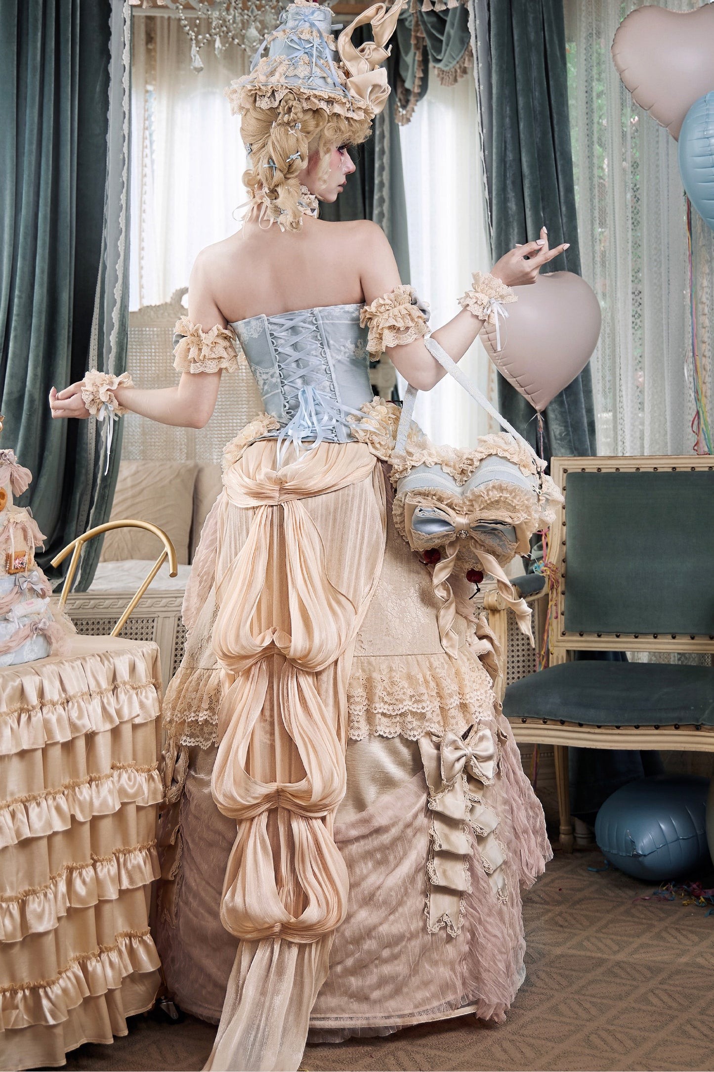 French Rococo Cherry Twin Heart Cake Handbag