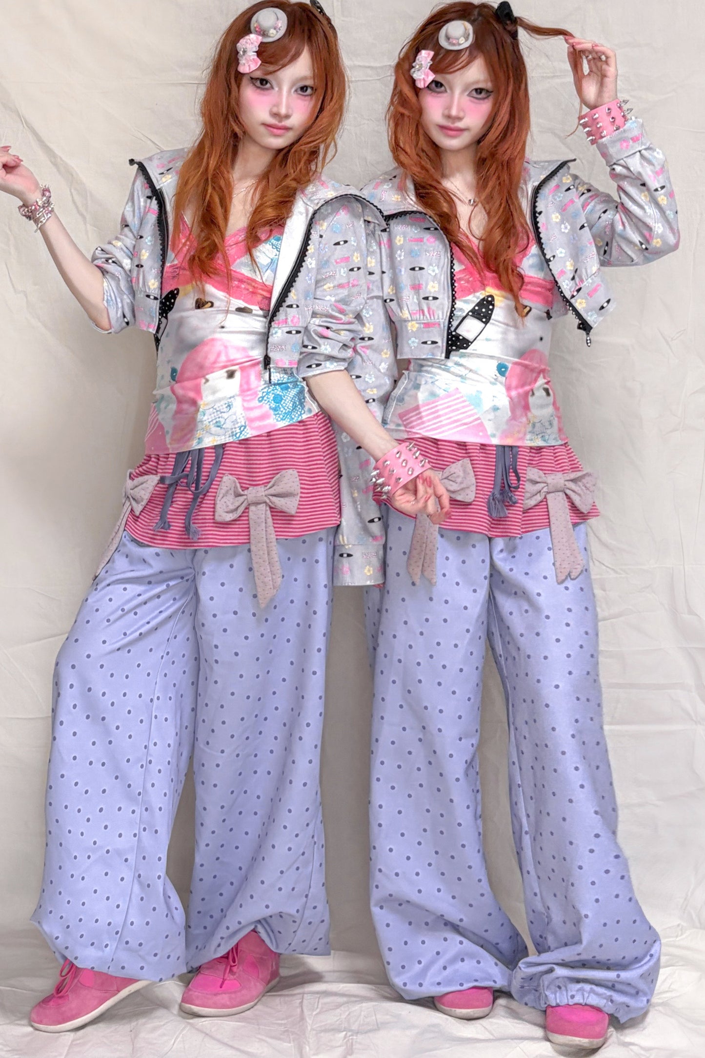 Striped Bow Patchwork Pants