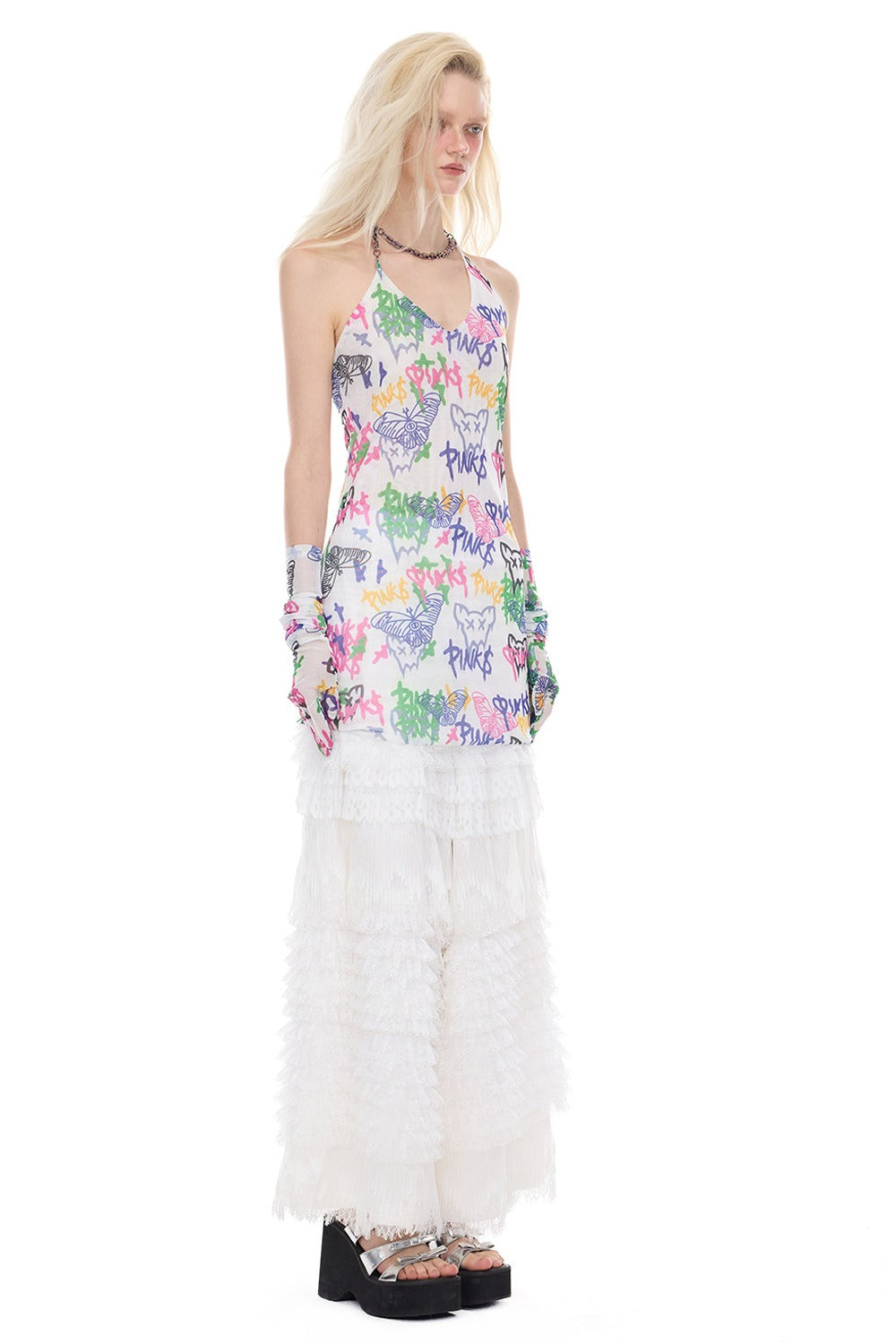 Detachable Layered Patchwork Lace Loose Pants
