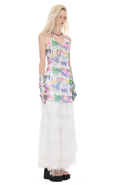 Detachable Layered Patchwork Lace Loose Pants