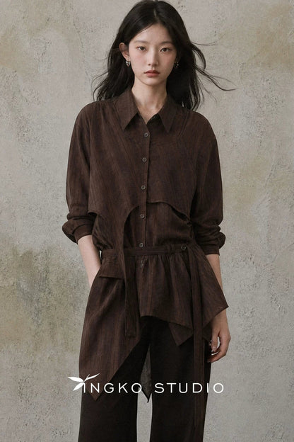Wild Mist Brown Dark Striped Skirt Curtain