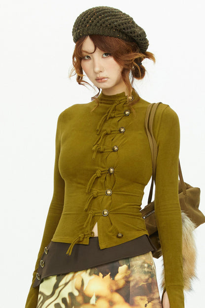 Moss Green Long Sleeve Knit Top