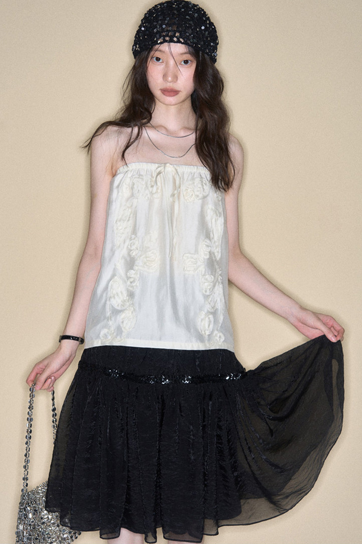 Tencel Acetate Bird Floral Top and Skirt Set-Up