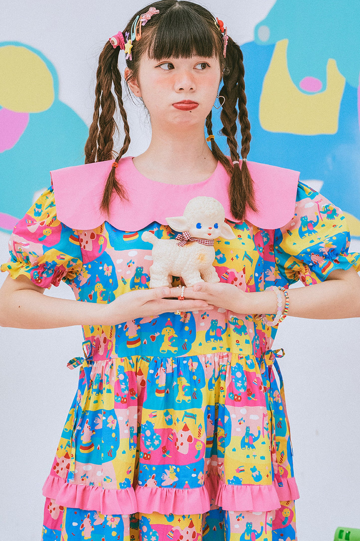Fun Printed Lace Cake Dress