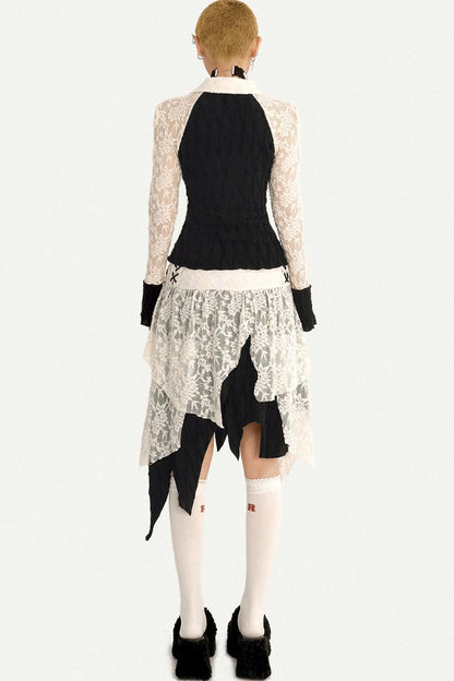 Retro Lace Patchwork Blouse Set-Up