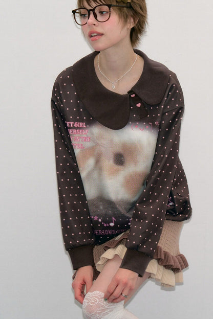 Rabbit Print Polka Dot Sweatshirt