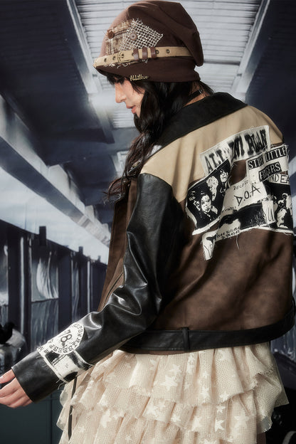 Veste en cuir patchwork