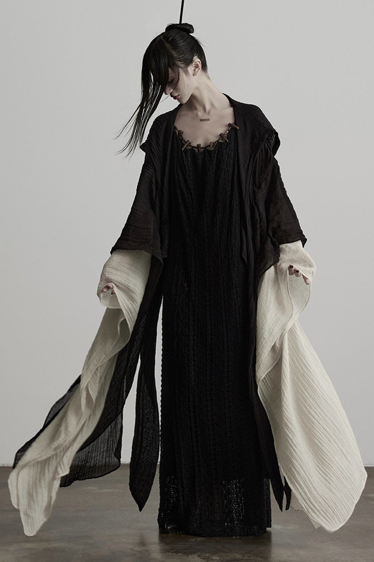 Oversized Detachable Wide Sleeve Hooded Jacket