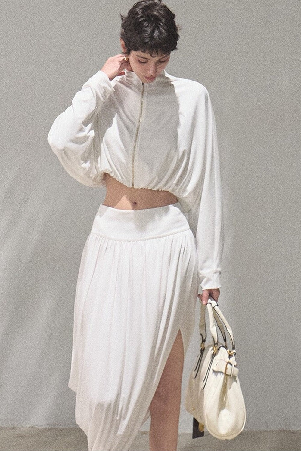 Cooling Batwing Sleeve Blouse and Skirt Set