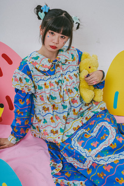 Japanese Style Floral Print Vest