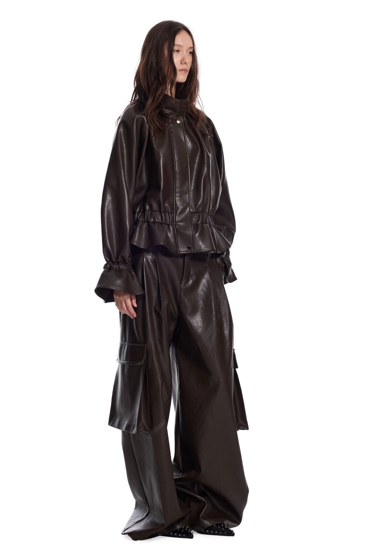 Ruffled Punk Leather Jacket
