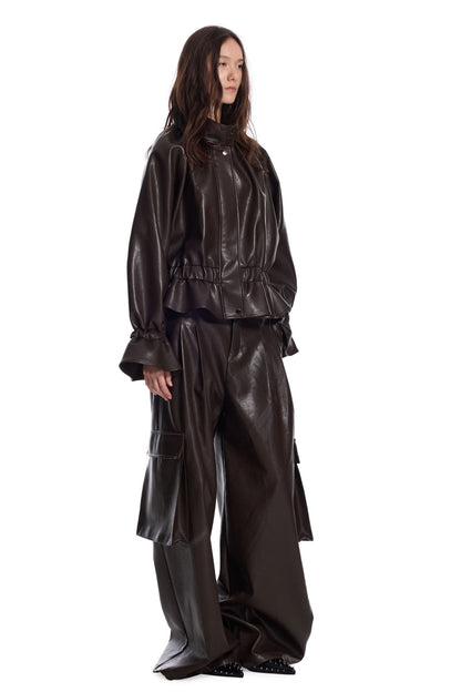 Ruffled Punk Leather Jacket