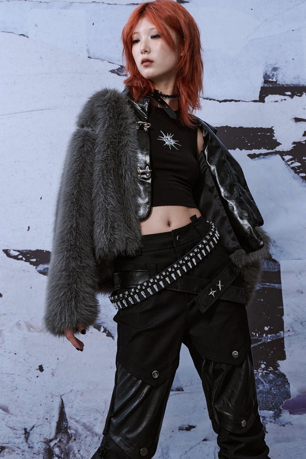 Loose Short Patchwork Metal Fur Coat