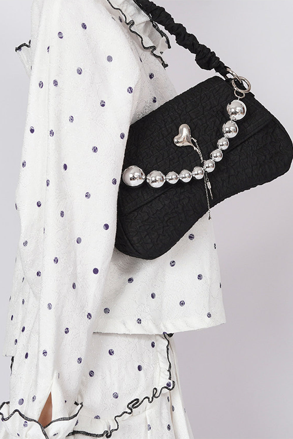 Pearl Pleated Crossbody Bag