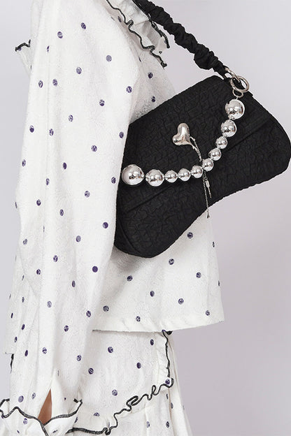 Pearl Pleated Crossbody Bag