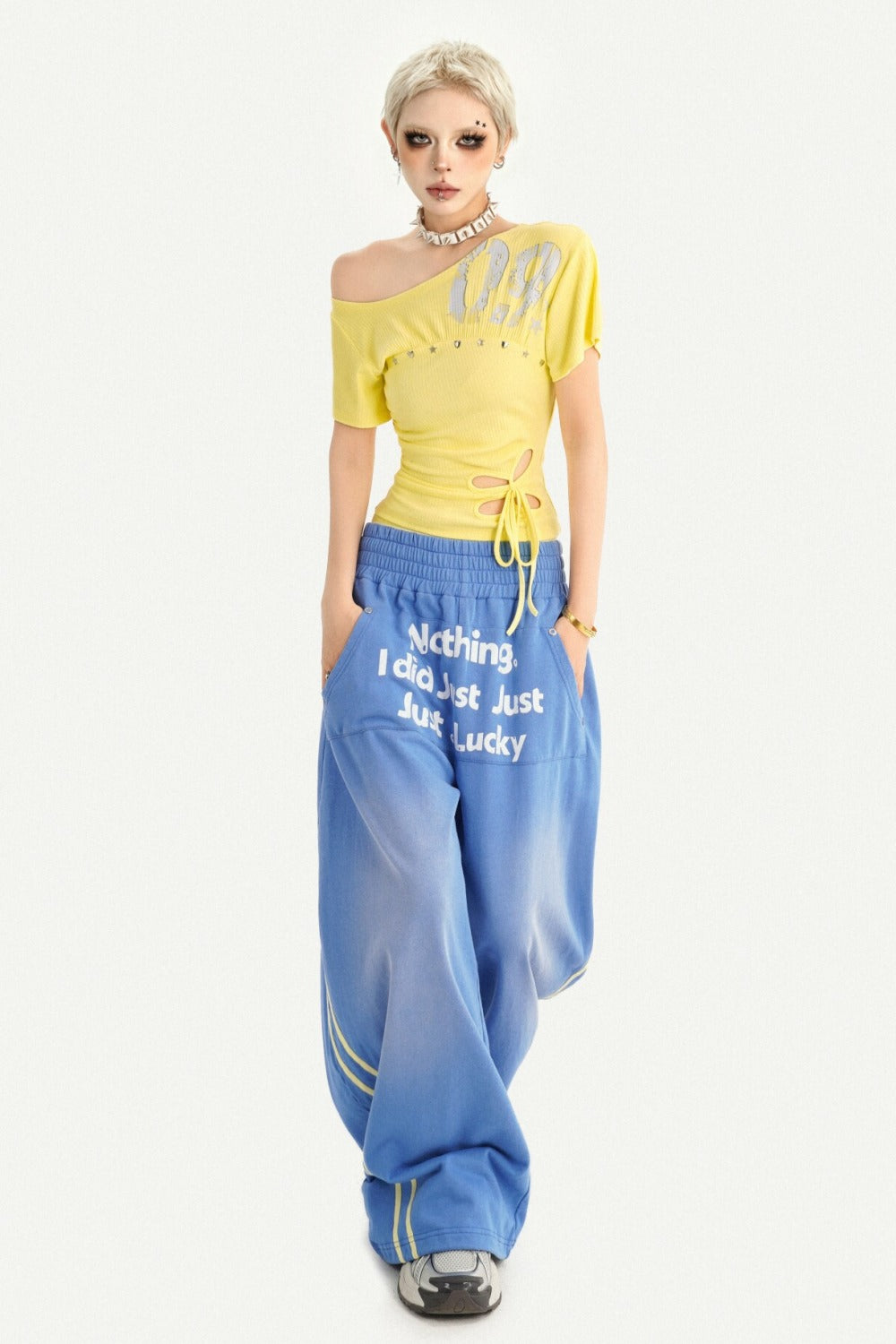 Retro Blue Contrast Sweatpants